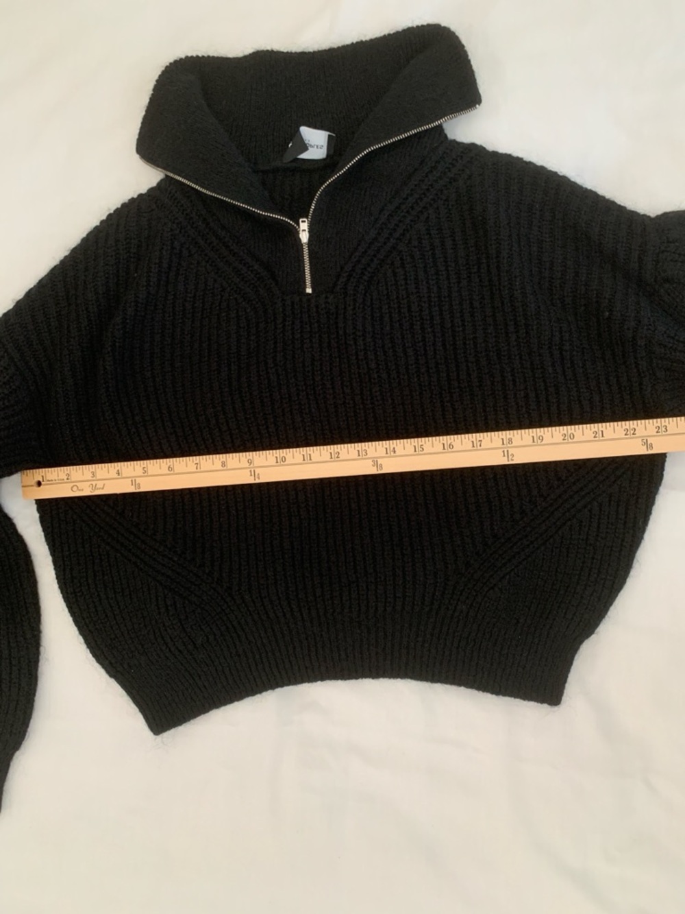 THE KOOPLES Black Heavyweight Ribbed Half Zip Cropped Sweater Size 1 EUC - Picture 6 of 8